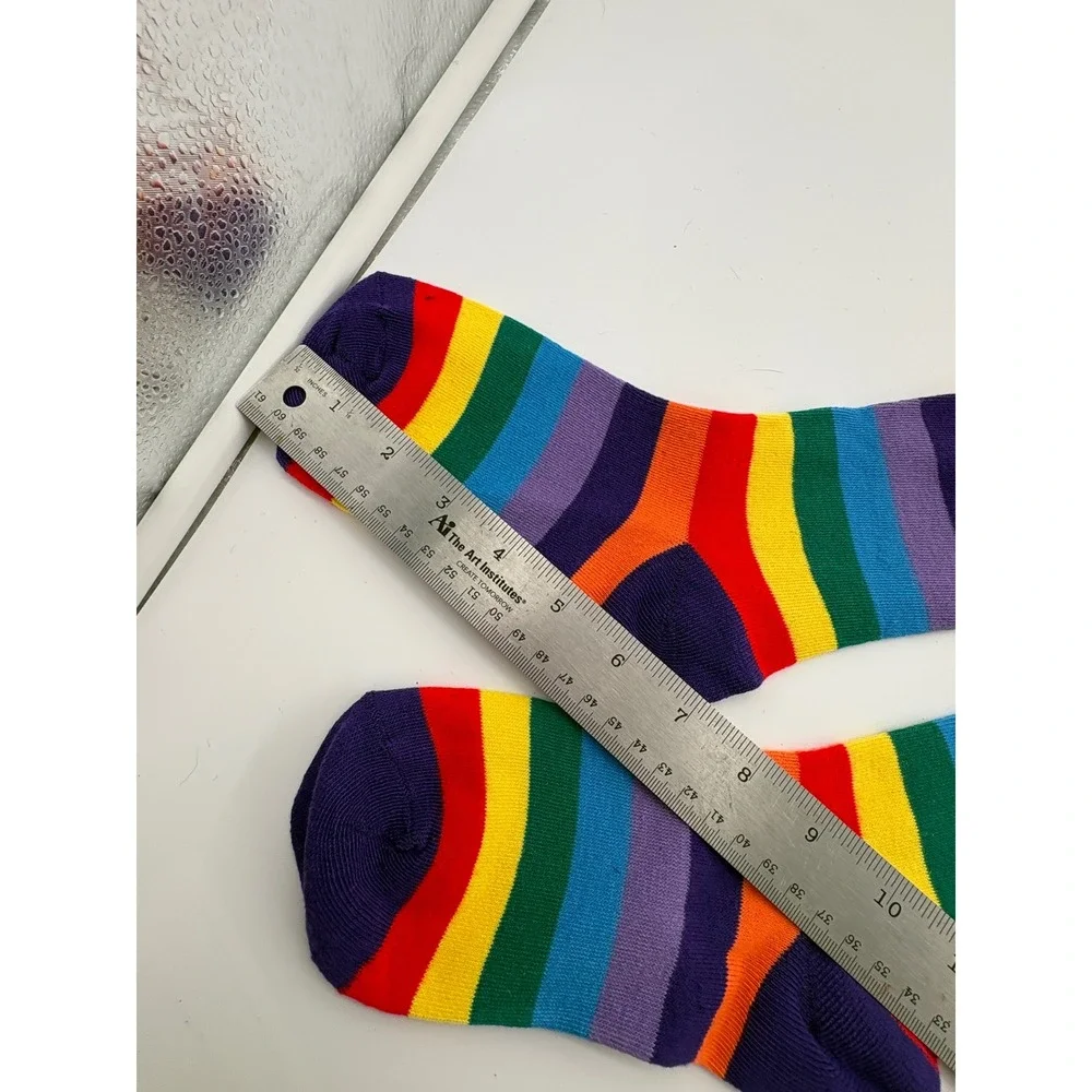 Rainbow Striped Thigh High Socks One Size NIB Kpop Jpop Cosplay Anime Idol